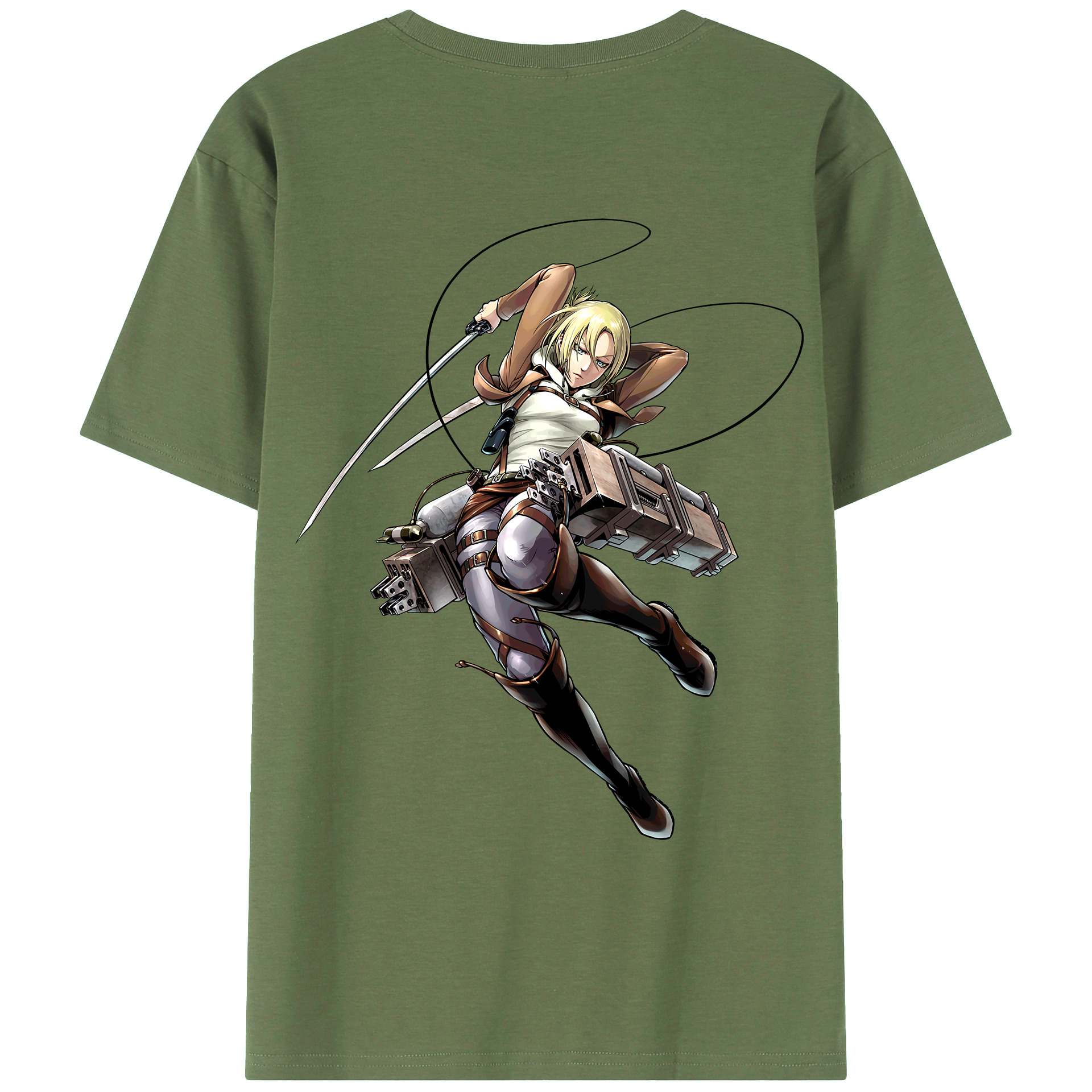 （画像用） 進撃の巨人 アニ・レオンハート Attack on Titan Annie Leonhart 綿100％ メンズ半袖Tシャツ（バックプリント） 通気性